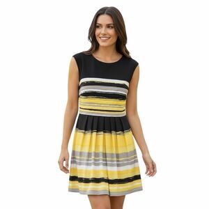 Max and Cleo Black Yellow Dress
